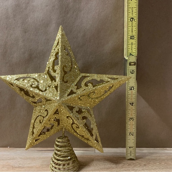 New! Kurt S Adler Star Christmas Tree Topper 8” Gold Glitter 5 Point - Picture 6 of 10